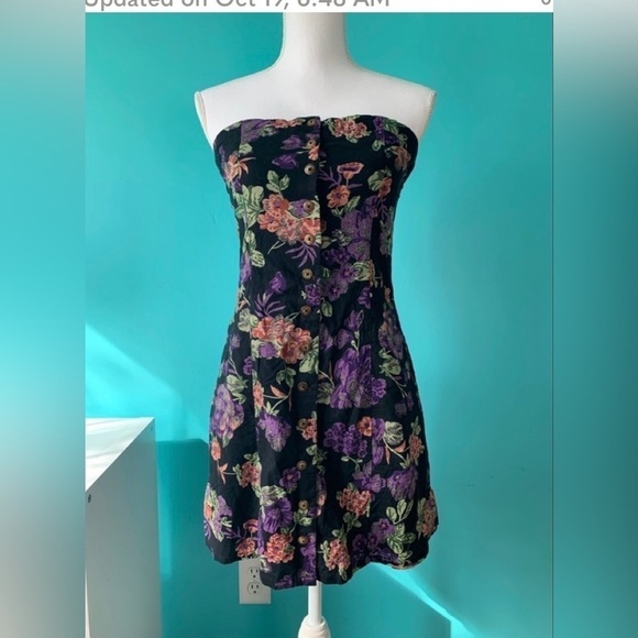 Forever 21 Women’s Strapless Button Down Mini Floral Dress Medium - Picture 1 of 1
